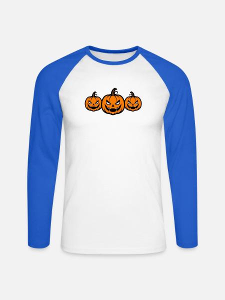 Kürbis Halloween - Unisex Baseballshirt langarm - Weiß/Royalblau