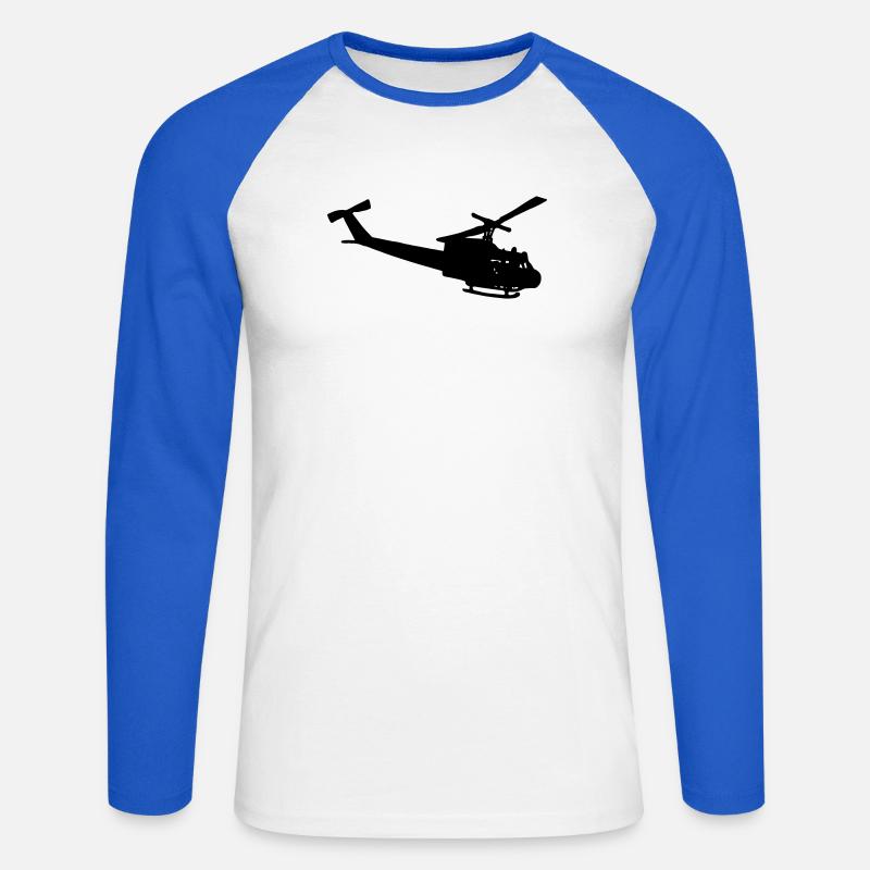 Bell UH-10 silhouette - Unisex Baseballshirt langarm - Weiß/Royalblau