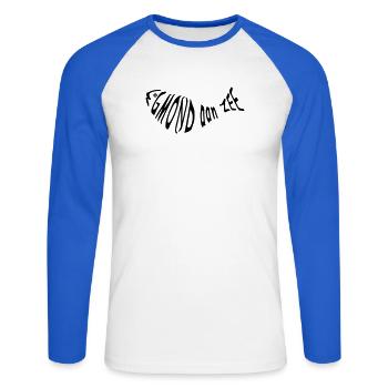 egmond aan zee - T-shirt baseball manches longues Homme - blanc/bleu royal - Devant - Nik (191cm)