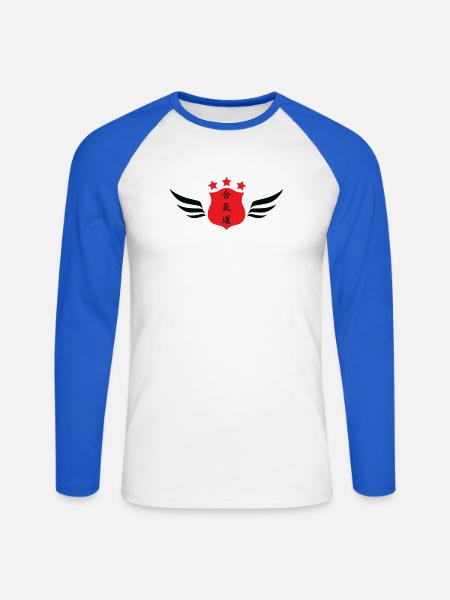 Aikido – Kampfsport – Aikido - Unisex Baseballshirt langarm - Weiß/Royalblau