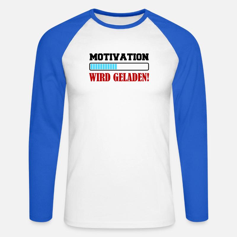 motivation_wird_geladen- - Unisex Baseballshirt langarm - Weiß/Royalblau
