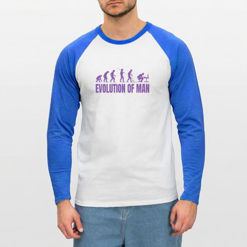 Programmierer Computerfreak Evolution Retro Unisex Baseballshirt langarm