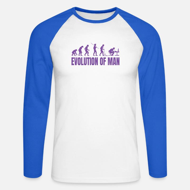 Programmer Computer Freak Evolution Retro - Unisex Long Sleeve Baseball T-Shirt - white/royal blue