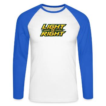 Light is right - T-shirt baseball manches longues Homme - blanc/bleu royal - Devant - Nik (191cm)