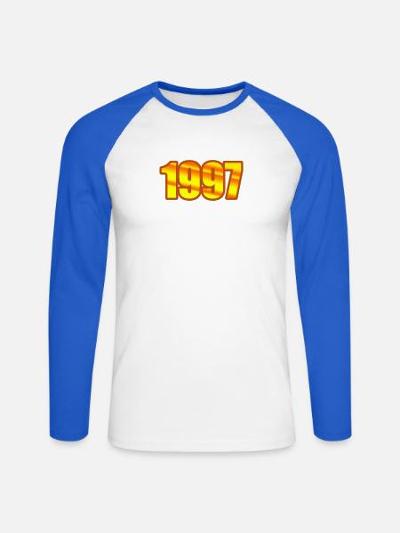 Jahreszahl 1997 - Unisex Baseballshirt langarm - Weiß/Royalblau