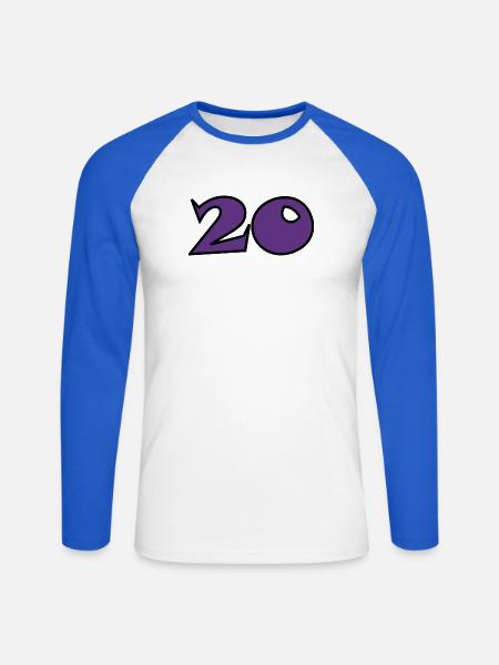 20 - Unisex Baseballshirt langarm - Weiß/Royalblau