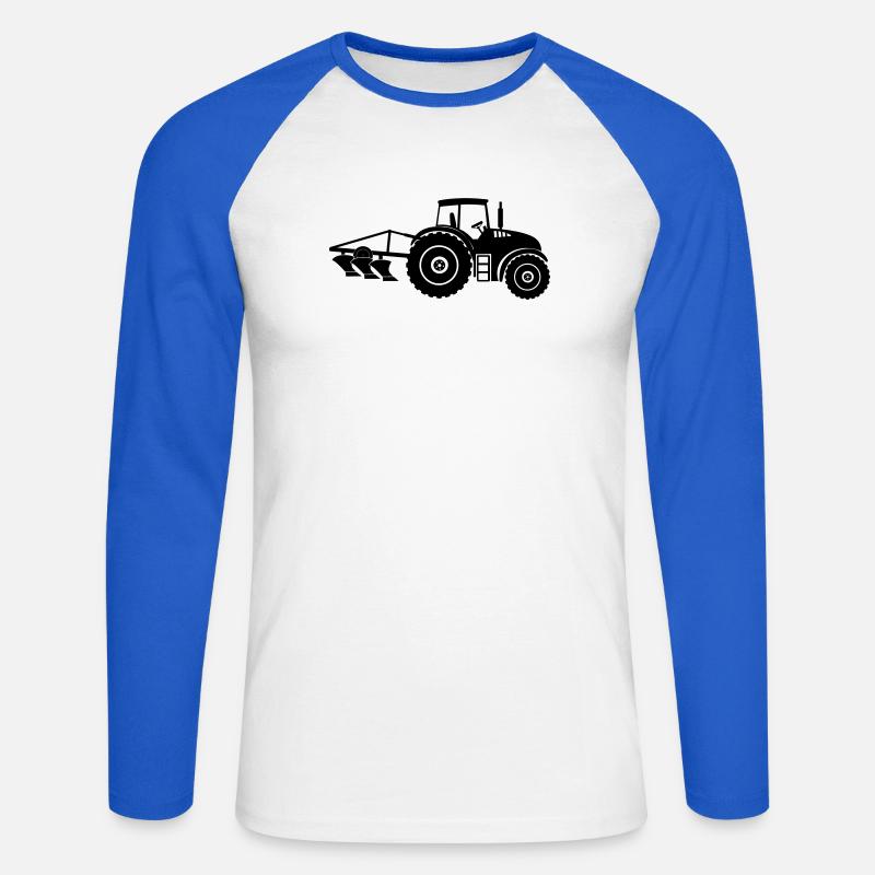Traktor mit Pflug-Logo-Bauernhof - Unisex Baseballshirt langarm - Weiß/Royalblau