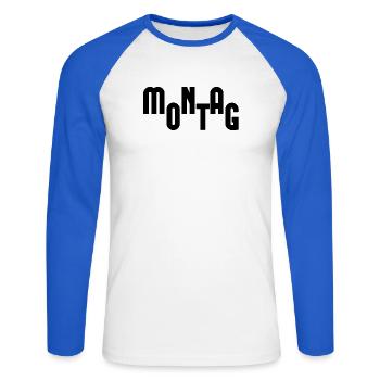 Montag Black/White - Unisex Baseballshirt langarm - Weiß/Royalblau - Vorne - Nik (191cm)