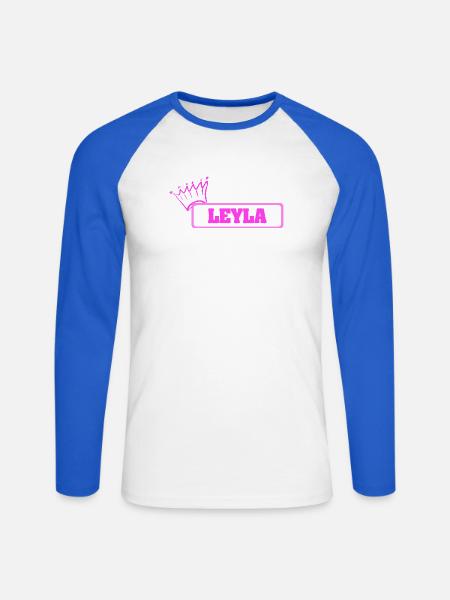 Geschenk für Leyla - Unisex Baseballshirt langarm - Weiß/Royalblau