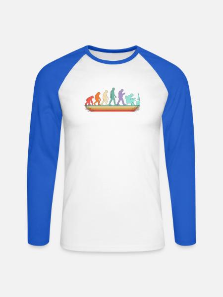Evolution zum IT-Mitarbeiter - Unisex Baseballshirt langarm - Weiß/Royalblau
