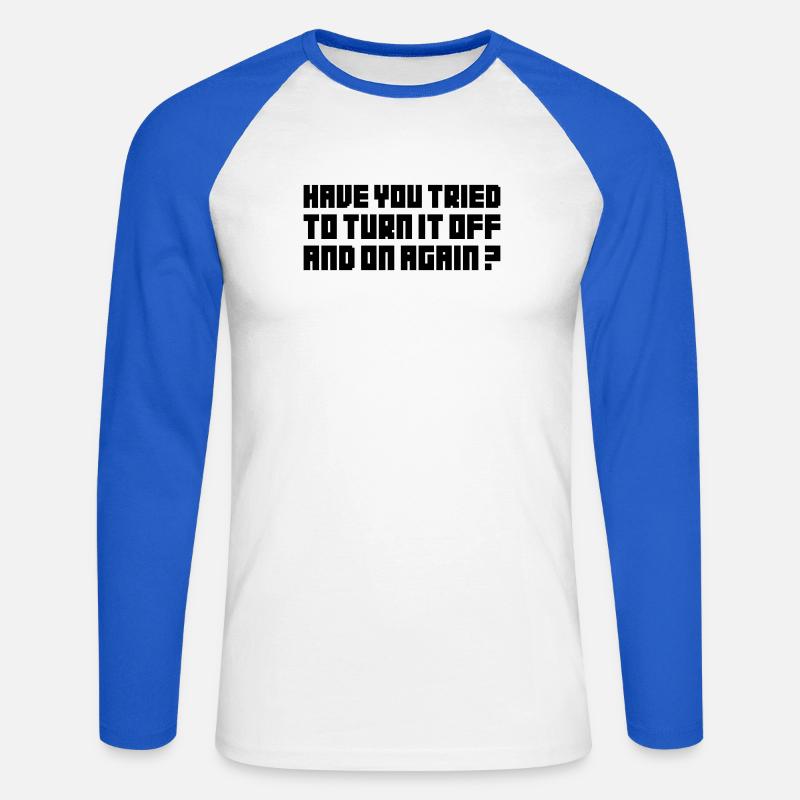 Turn it off and on again - Unisex Long Sleeve Baseball T-Shirt - white/royal blue