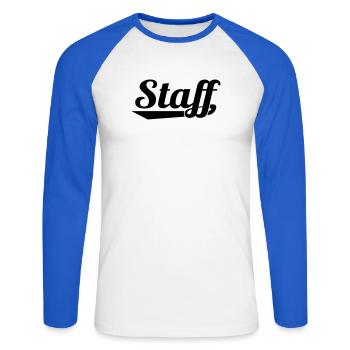 2541614 127337063 STAFF - Unisex Long Sleeve Baseball T-Shirt - white/royal blue - Front - Nik (191cm)