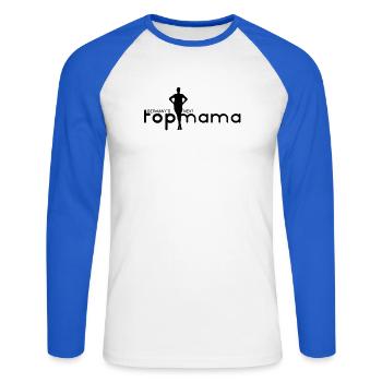 Germany`s next top Mama - Unisex Baseballshirt langarm - Weiß/Royalblau - Vorne - Nik (191cm)