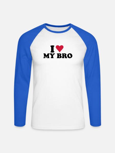 I Love My Bro - Unisex Baseballshirt langarm - Weiß/Royalblau