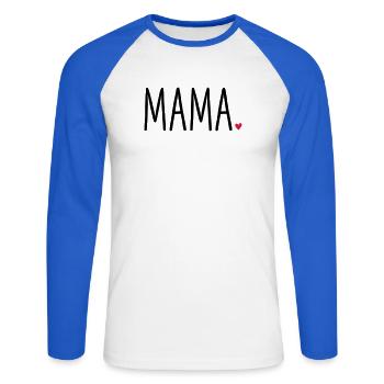 Cœur de maman - Cadeau Amour enfant fête des mères - T-shirt baseball manches longues Homme - blanc/bleu royal - Devant - Nik (191cm)