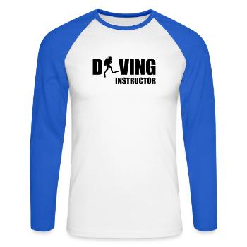 Diving Instructor - Unisex Long Sleeve Baseball T-Shirt - white/royal blue - Front - Nik (191cm)