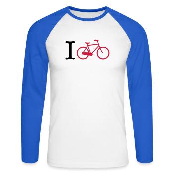 cyclisme - T-shirt baseball manches longues Homme - blanc/bleu royal - Devant - Nik (191cm)
