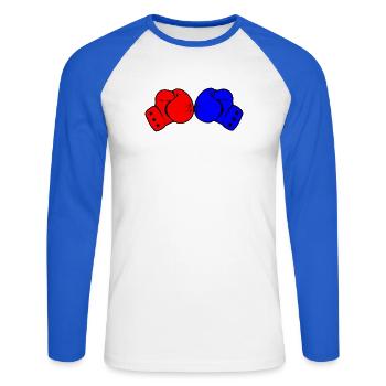 Zwei Boxhandschuhe rot und blau - Unisex Baseballshirt langarm - Weiß/Royalblau - Vorne - Nik (191cm)