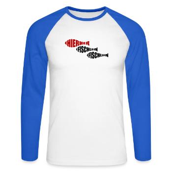 angeln - Unisex Baseballshirt langarm - Weiß/Royalblau - Vorne - Nik (191cm)