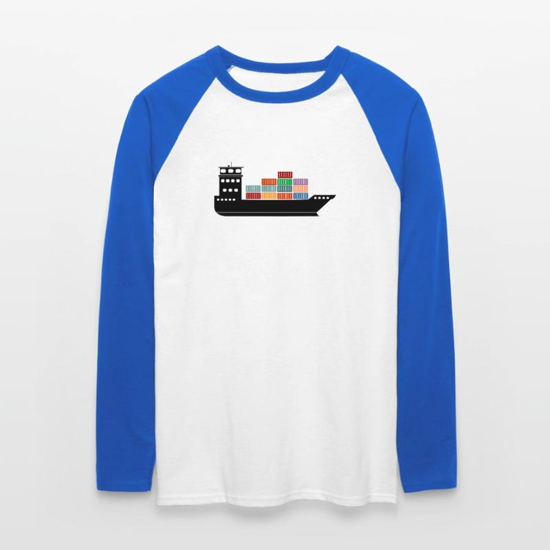 Seecontainerschiff oder Boot mit Containern Unisex Baseballshirt langarm