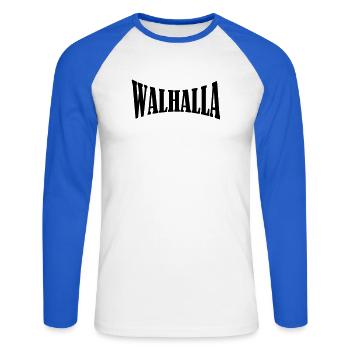walhalla viking wikinger shirt - Unisex Baseballshirt langarm - Weiß/Royalblau - Vorne - Nik (191cm)