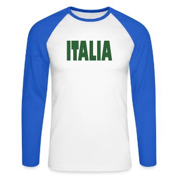 Italie Drapeau Italie Italie Italiano - T-shirt baseball manches longues Homme - blanc/bleu royal - Devant - Nik (191cm)
