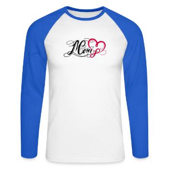 Maman Maman Fête des mères - T-shirt baseball manches longues Homme - blanc/bleu royal - Devant - Nik (191cm)