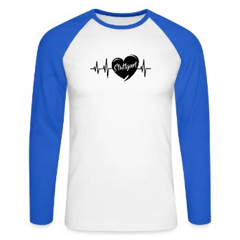 Stuttgart Herzschlag Liebe Stadt Symbol Logo icon - Unisex Baseballshirt langarm - Weiß/Royalblau - Vorne - Nik (191cm)
