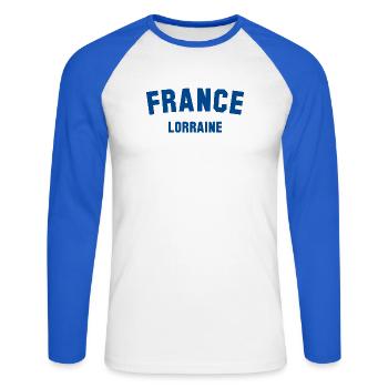 LORRAINE Lothringen France Frankreich - Unisex Baseballshirt langarm - Weiß/Royalblau - Vorne - Nik (191cm)