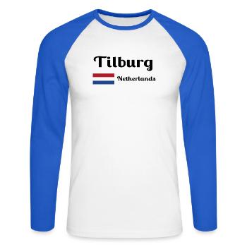 Tilburg, Niederlande - Stilvolle Drucke - Unisex Baseballshirt langarm - Weiß/Royalblau - Vorne - Nik (191cm)