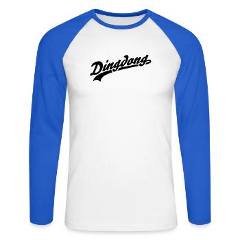 Dingdong - Unisex Baseballshirt langarm - Weiß/Royalblau - Vorne - Nik (191cm)