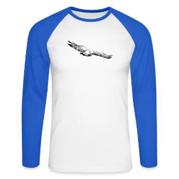 Aigle - T-shirt baseball manches longues Homme - blanc/bleu royal - Devant - Nik (191cm)