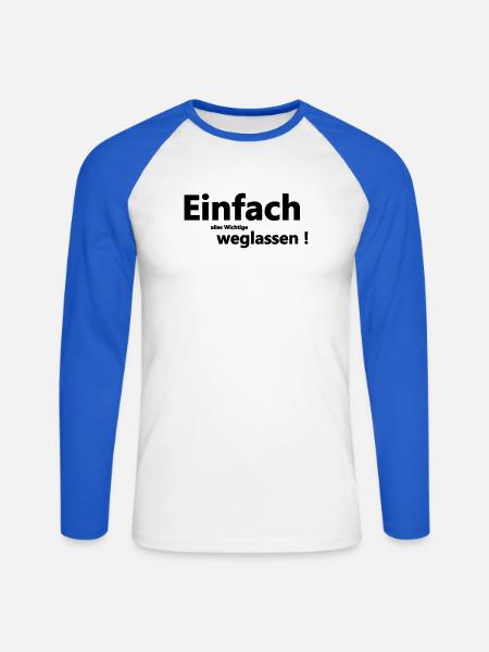 Einfach weglassen - Unisex Baseballshirt langarm - Weiß/Royalblau