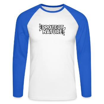 Protect Nature | Environmental Protection Statement Vector - Unisex Long Sleeve Baseball T-Shirt - white/royal blue - Front - Nik (191cm)