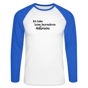 no special pick-up requirements - Unisex Long Sleeve Baseball T-Shirt - white/royal blue - Front - Nik (191cm)