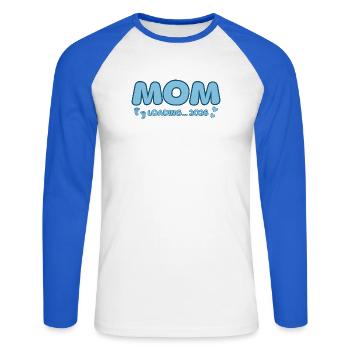 Mom Loading 2026 - Unisex Baseballshirt langarm - Weiß/Royalblau - Vorne - Nik (191cm)