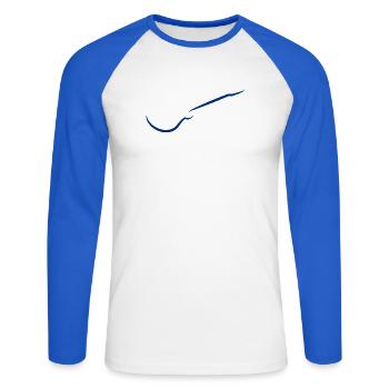 Gitarre Musiker Festival Geschenk  - Unisex Baseballshirt langarm - Weiß/Royalblau - Vorne - Nik (191cm)