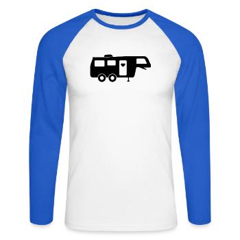 Fifth Wheel RV Camper - Unisex Baseballshirt langarm - Weiß/Royalblau - Vorne - Nik (191cm)