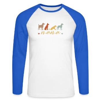 Dog Mama Silhouette Cute Dog Lover Graphic T-Shirt - T-shirt baseball manches longues Homme - blanc/bleu royal - Devant - Nik (191cm)