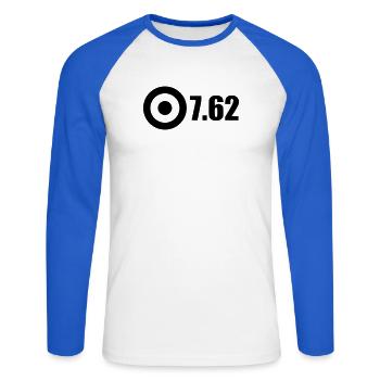 762black - T-shirt baseball manches longues Homme - blanc/bleu royal - Devant - Nik (191cm)