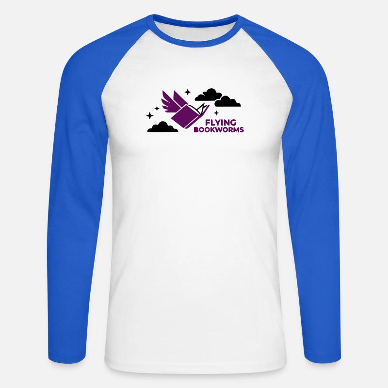 Fliegendes Buch Vogel Lesen - Unisex Baseballshirt langarm - Weiß/Royalblau