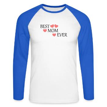 Muttertags Geschenk Mutter Muttertag Geschenkidee - Unisex Baseballshirt langarm - Weiß/Royalblau - Vorne - Nik (191cm)