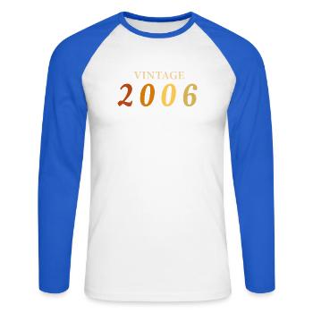 Tee 20 Ans Légende Né(e) 2006 - T-shirt baseball manches longues Homme - blanc/bleu royal - Devant - Nik (191cm)