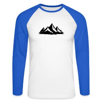 Gebirge - Unisex Baseballshirt langarm - Weiß/Royalblau - Vorne - Nik (191cm)