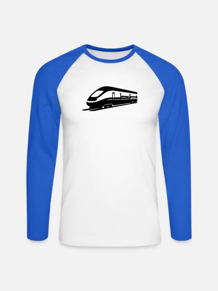 Train - Unisex Long Sleeve Baseball T-Shirt - white/royal blue