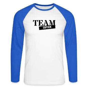 Capitaine d’équipe - Capitaine, entraîneur, entraîneur, chef de groupe, - T-shirt baseball manches longues Homme - blanc/bleu royal - Devant - Nik (191cm)