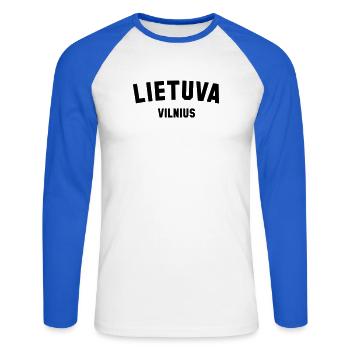 VILNIUS Lietuva Lithuania Litauen - Unisex Baseballshirt langarm - Weiß/Royalblau - Vorne - Nik (191cm)