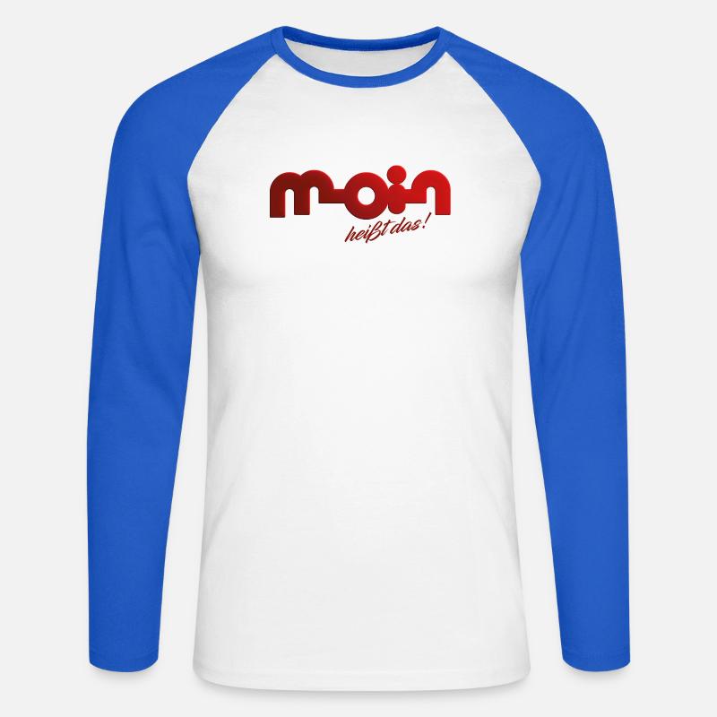 Moin heißt das! - Unisex Baseballshirt langarm - Weiß/Royalblau