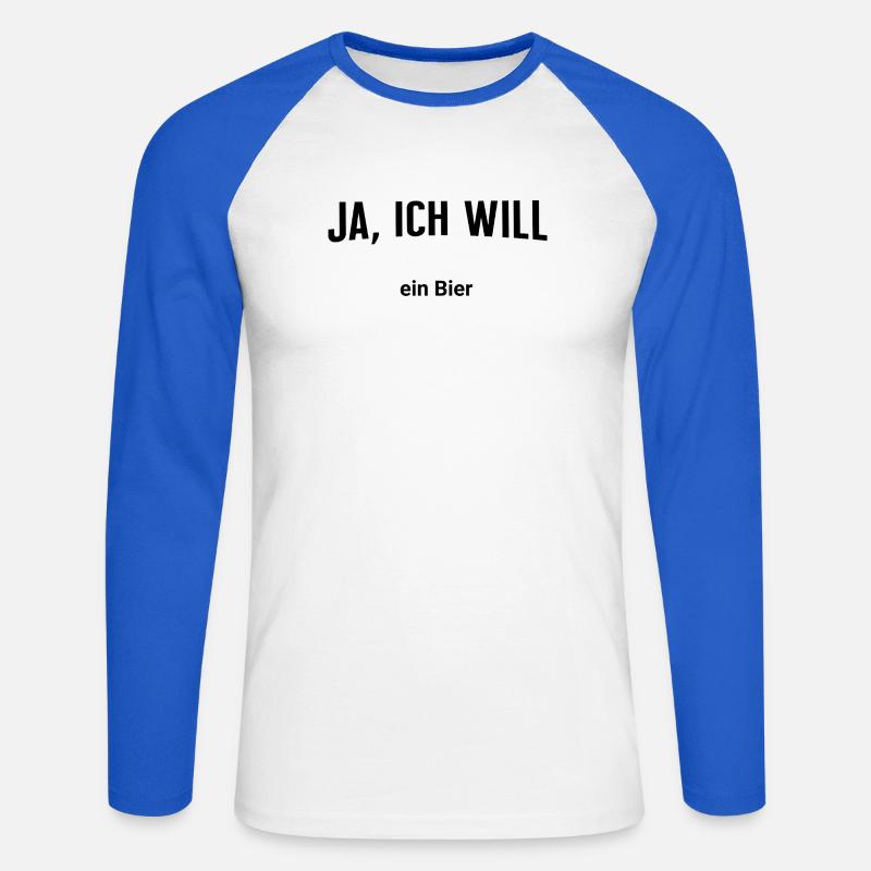 Ja, ich will - Ein Bier - Unisex Baseballshirt langarm - Weiß/Royalblau