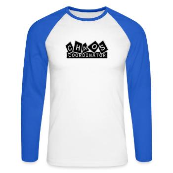 Chaos Coordinator Lustig Titel Eltern Lehrer Logo - Unisex Baseballshirt langarm - Weiß/Royalblau - Vorne - Nik (191cm)